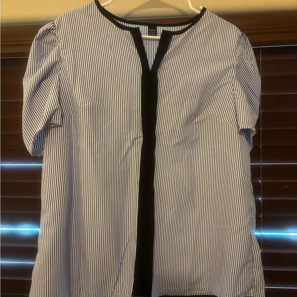 SHEIN Black and White Striped Blouse
